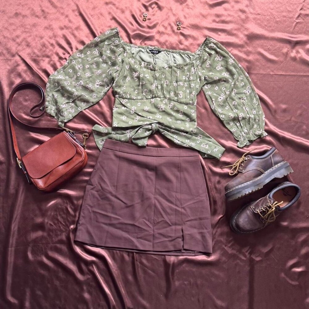 Brown OGL Mini skirt with a slit